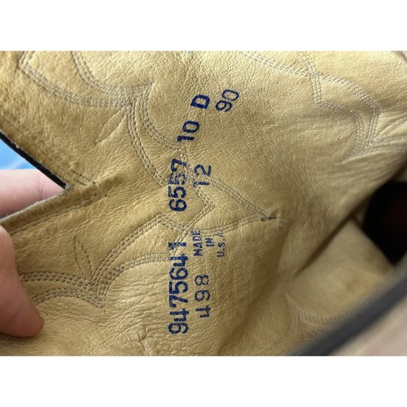 Dan Post Cowboy Boots Mens Size 10D Tan Leather Western Classic Made USA 90s - Picture 13 of 15
